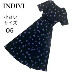 新品/インディヴィ2WAY洗える アシメ切替フラワーワンピースXS 小さいサイズのサムネイル