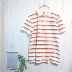 ラコステ ポロシャツ〚42/M〛ストライプ　ゴルフ　ユニセックス　古着