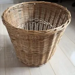籐製円筒形バスケット 中型