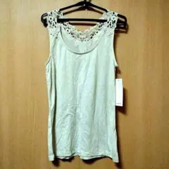 【新品未使用】レースネックタンクトップ S ナチュラル