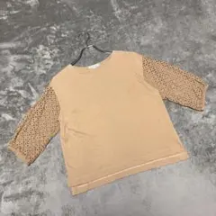 【プチオンフルール】（L）Tシャツ カットワークスリーブ クロスプラス