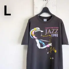 90s USA製　JAZZ　1991　Tシャツ　ブラック　シングルステッチ　L