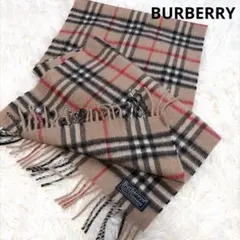 BURBERRY ピュアカシミア マフラー ノバチェックブルーライン 美品