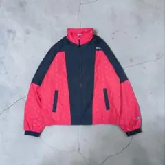【美品】Champion ナイロンジャケット 赤/黒 M ゆったりサイズ メンズ