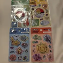 韓国 ダイソー ポケモン ウォーターシール シャカシャカシール 4点セット