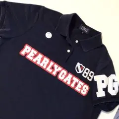 PEARLY GATES パーリーゲイツ デカロゴ ポロシャツ 紺 2