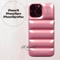 iPhone15proMax ケース ダウンジャケット スマホカバー ピンク