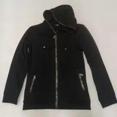 バーニングショー 美品! ストーンフルジップパーカー ブラック サイズM