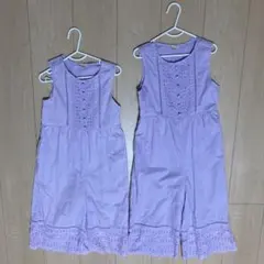 プティマイン petit main おそろい　セット　姉妹　レース　サロペット