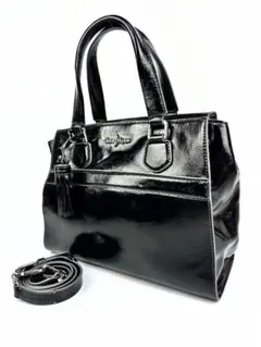 コールハーン 2wayショルダー ハンドバッグ ブラックパテントレザー タッセル