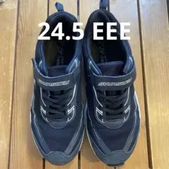 24.5EEE 瞬足　防水設計　スニーカー　黒