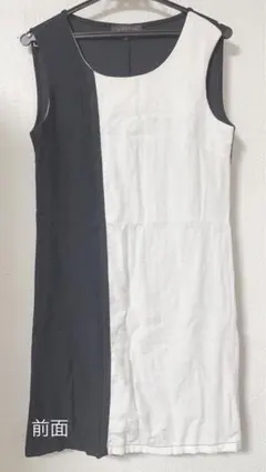 夏　バイカラー　膝上　モノトーン　黒　白　ノースリーブワンピース　タイト