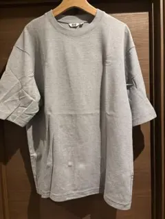 ユニクロU エアリズムコットンオーバーサイズTシャツ XLグレー ボーダー5分袖