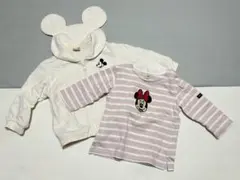 petitmain プティマイン ミッキー＆ミニー パーカー&ロンTセット　80