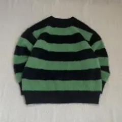 【美品】　ニット　シャギー　セーター　ボーダー　緑　黒　パンク　グランジ