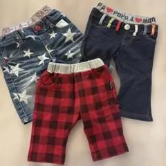 ハーフパンツ3点セット（星柄・無地・チェック）