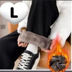 ワイドパンツ コーデュロイ 極暖 厚手 リブパンツ 裏ボア 裏起毛 ブラック L