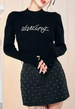 Darich darlingビジューニットトップス （ブラック）