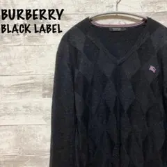 バーバリー ブラックレーベル 三陽商会 アーガイルチェック ホース刺繍 セーター