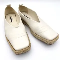 JIL SANDER スクエアトゥ エスパドリーユ レザー シューズホワイトのサムネイル