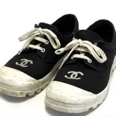 CHANEL シャネル ココマーク キャンバス スニーカー 37 ブラックのサムネイル
