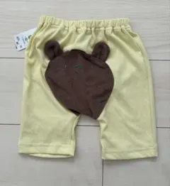 おしりまち付き天竺ハーフパンツ　黄色　クマ　半ズボン