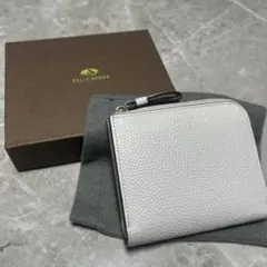 PLEEBORSAライトグレー レザー 二つ折り財布【箱あり】