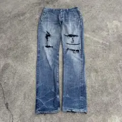 Johnbull ダメージクラッシュデニム ペイント加工 M y2k グランジ