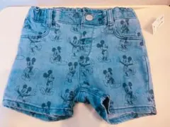 定価以下　デニムショートパンツ　H&M 90 ミッキー　総柄