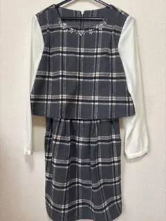 PAGEBOYビジュー付きチェックワンピース