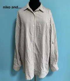 201 niko and... ストライプ 長袖ビックシャツ　サイズフリー