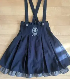 axes femme サスペンダー付きフレアスカート バラ刺繍入り ネイビーのサムネイル