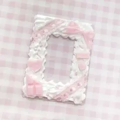 【82】ホイップデコ ピンク チョコレート リボン トレカケースデコ ハート