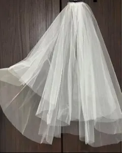 オフホワイト 二層チュールウェディングベール【コーム付】