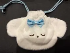 ちょんまげこいぬの 巾着ポーチ（みずいろ）①