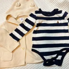 baby GAPベビーギャップフード付きカーディガンロンパースセット6-12ヶ月