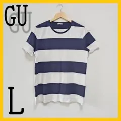 ジーユー ボーダー シンプル tシャツ L メンズ クルーネック 半袖 定番