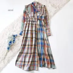 美品ꕥサカイ 芸能人多数着用 アシンメトリー プリーツドッキングワンピース