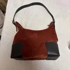 LOEWE スエード×レザー ショルダーバッグ ブラウン
