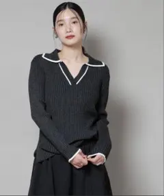 メランジスキッパーバイカラーニットプルオーバー(セットアップ可)