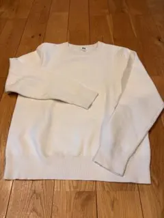 ユニクロ ウォッシャブル ミラノリブクルーネックセーター M ホワイト