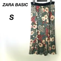 ザラベーシック　 フラワープリント フレアスカート　ウエストゴム　総柄　花柄