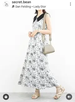 Secret Bean フラワープリント ロングワンピース 　美品