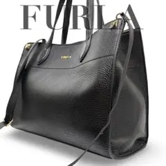 美品】フルラ アルバ ビジネス トートバッグ レザー ブラック A4 PC