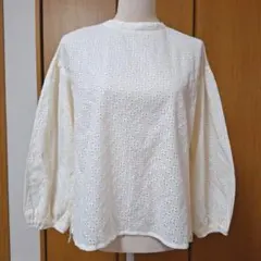 新品IEDIT フェリシモ刺繍透け感ブラウス長袖コットン100%のサムネイル