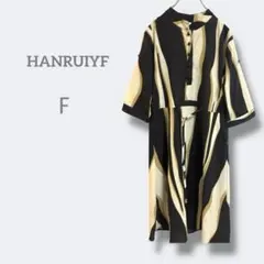 ストライプ ひざ丈ワンピース