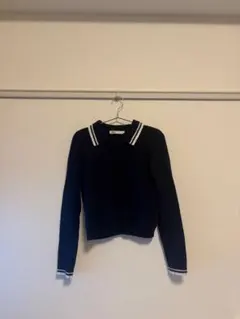 ZARA ネイビー ストライプ襟 ニット