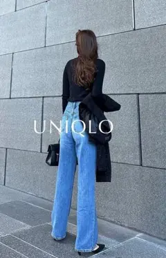 【極美品】UNIQLO 神デニム ワイドストレートジーンズ サイズ25