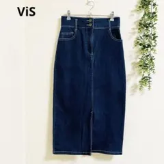 ViS デニムスカート F ひざ丈　コットン混　美シルエット 大人カジュアル　✨のサムネイル