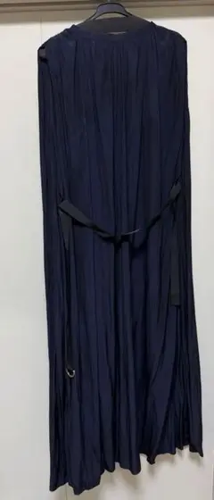 Vin ネイビー プリーツロングドレス 9号